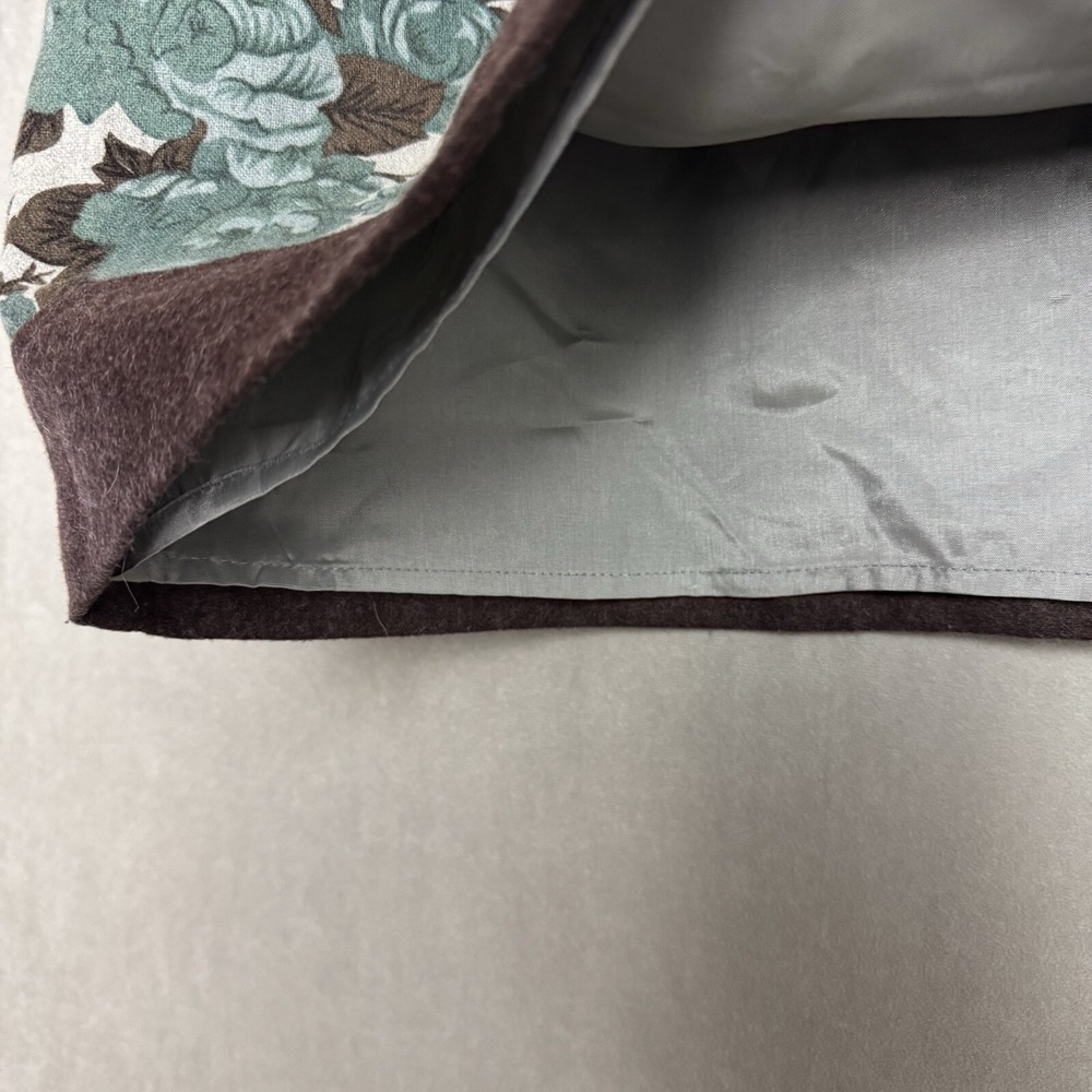 Anthropologie Tabitha Womens Medium Teal Floral Gray Wool Blend Mini Skirt - Picture 7 of 15